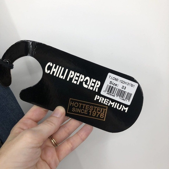 Chili Peqper Mens Jeans Size 33 Straight Leg Embellished Distressed Med Wash NWT - Picture 8 of 9